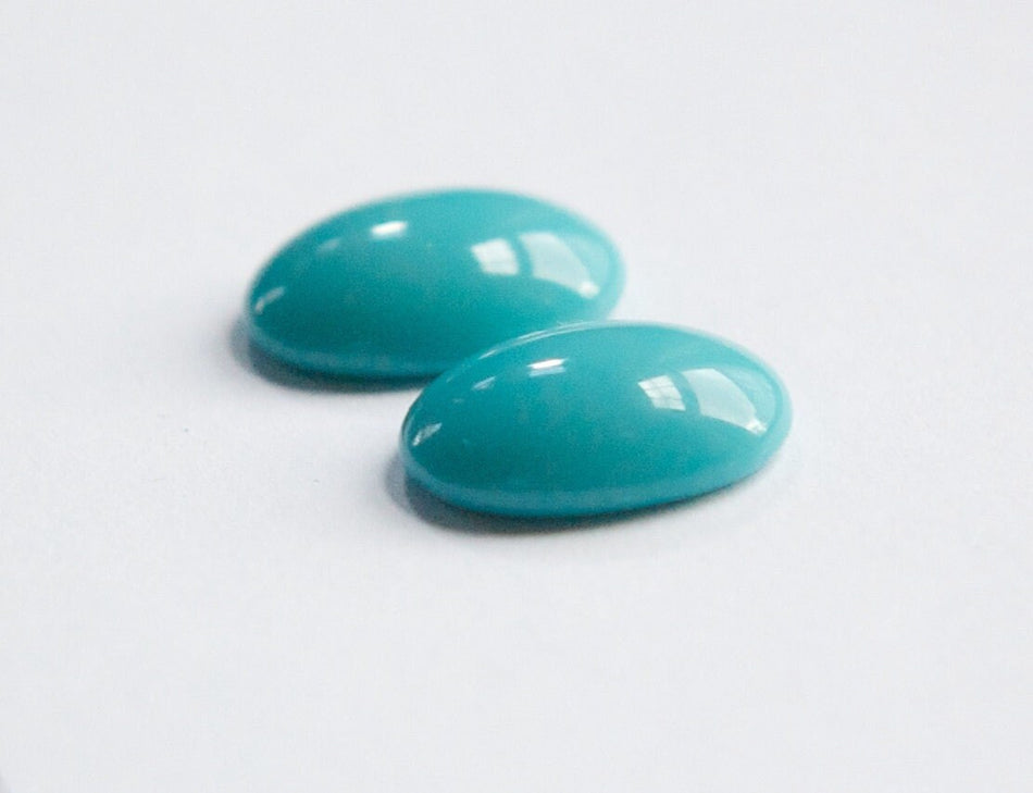 Vintage Opaque Turquoise Blue Glass Cabochons 18x13mm cab582