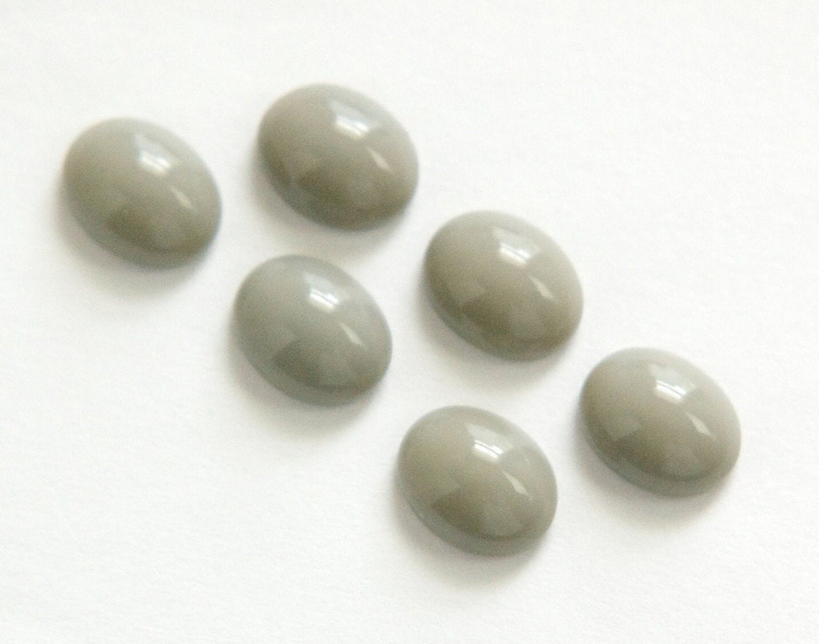 Vintage Opaque Gray Glass Cabochons 10x8mm cab576PP