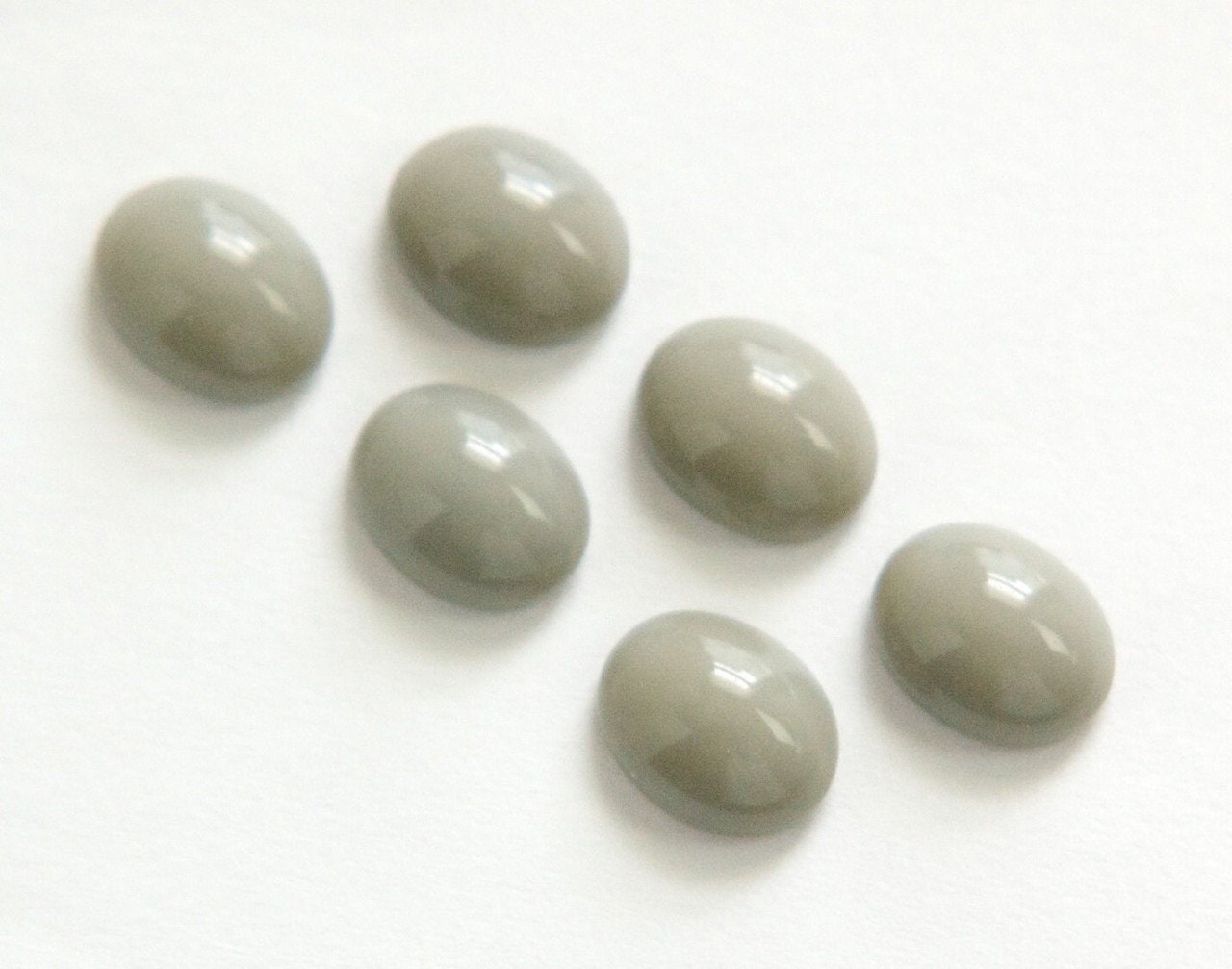 Vintage Opaque Gray Glass Cabochons 10x8mm cab576PP