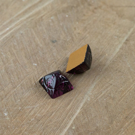 12mm Amethyst Glass Etched Pyramid Cabochons (2) cab580D