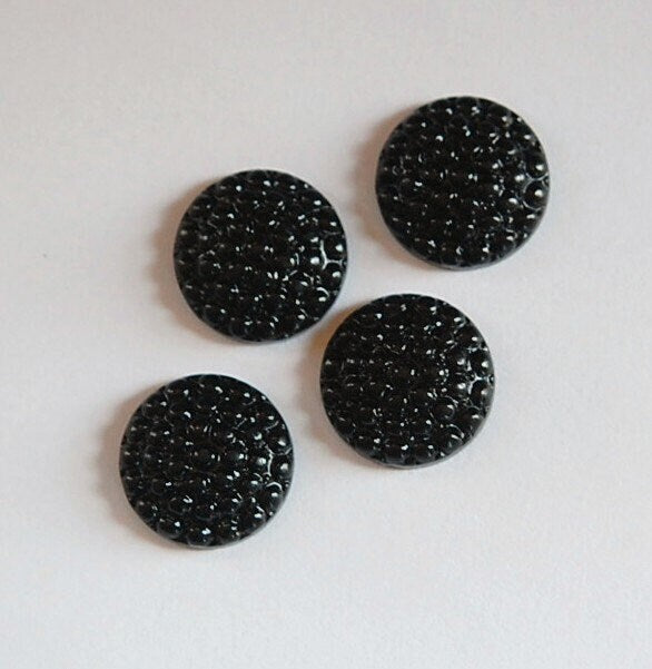 Vintage Black Acrylic Bumpy Top Cabochons 15mm cab552A