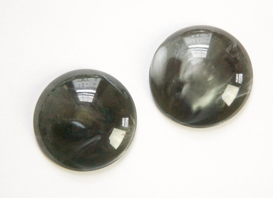 Vintage Acrylic Smokey Grey with Silky Light Grey Swirls Cabochons 29mm (2) cab249C