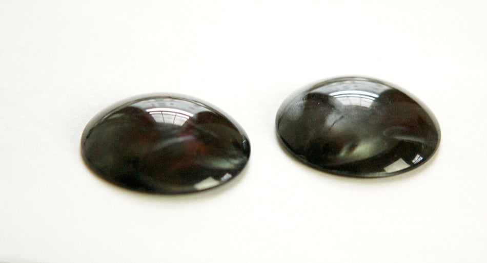 Vintage Acrylic Smokey Grey with Silky Light Grey Swirls Cabochons 29mm (2) cab249C