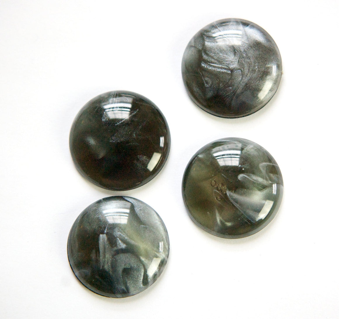 Vintage Acrylic Smokey Jet with Silky Grey Swirls Cabochons (4) cab249E