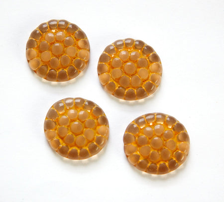 Vintage Earthy Brown Wash on Clear Glass Bumpy Cabochons 18mm (4) cab839A