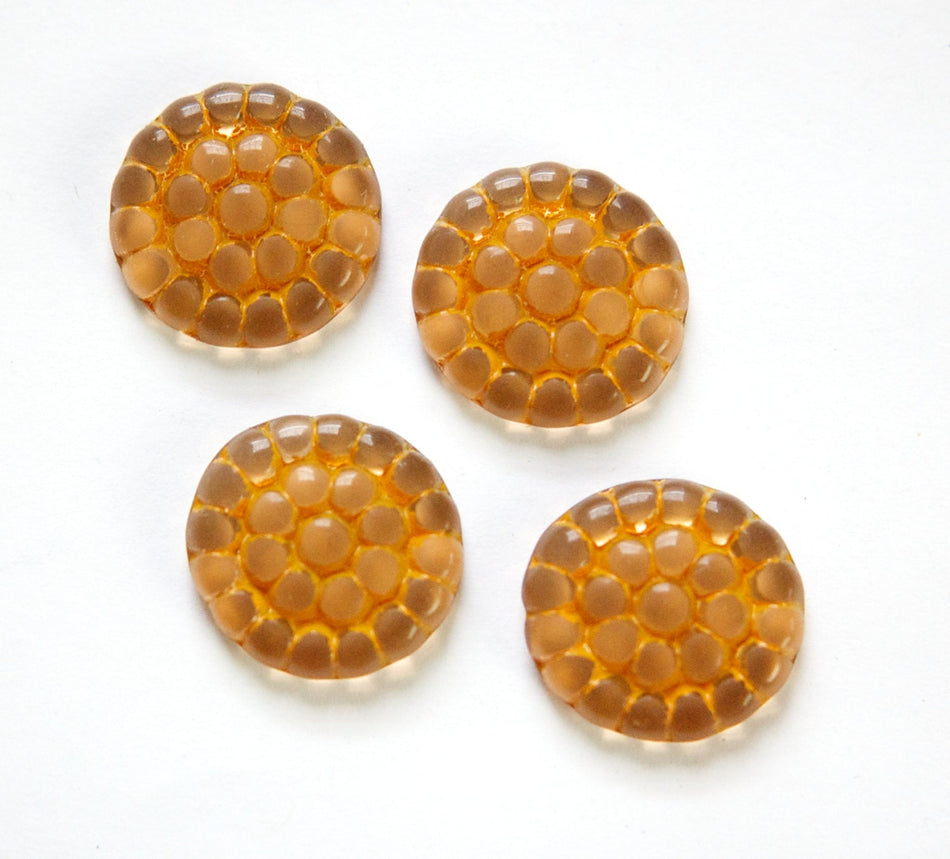 Vintage Earthy Brown Wash on Clear Glass Bumpy Cabochons 18mm (4) cab839A