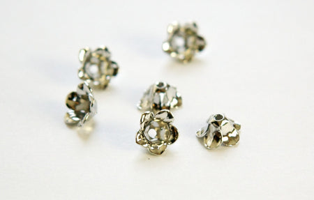 Silver Plated Flower Bud Bead Cap Finding (6) mtl303E