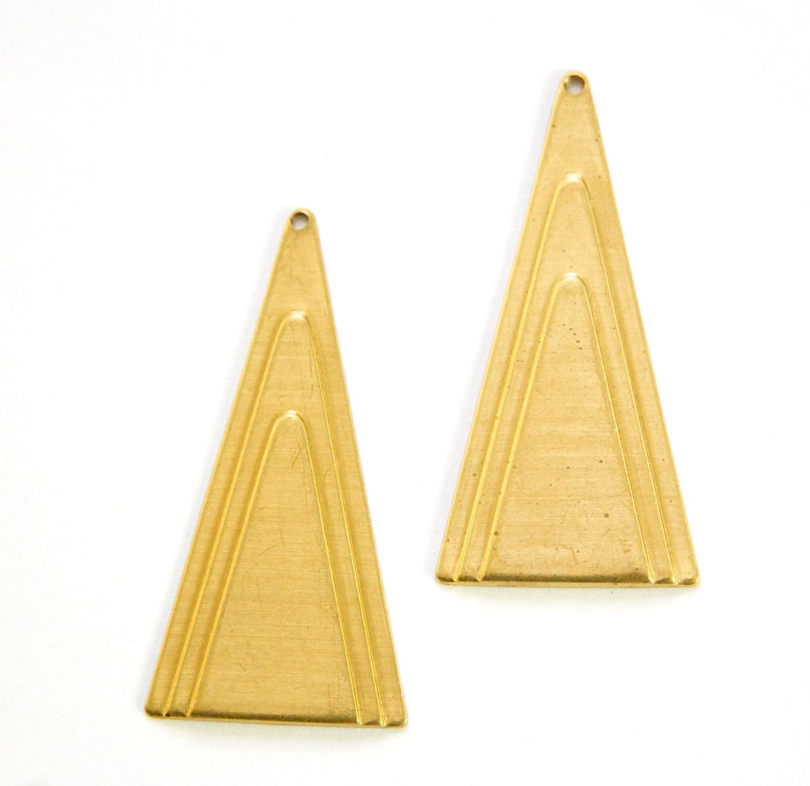 1 Top Hole Raw Brass Large Layered Deco Triangle Pendant 46x24mm (6) mtl200C