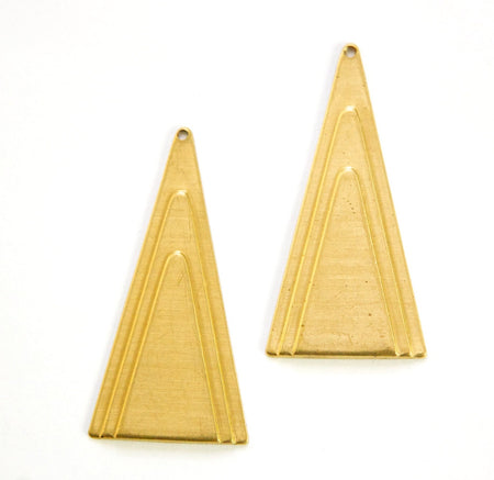 1 Top Hole Raw Brass Large Layered Deco Triangle Pendant 46x24mm (6) mtl200C