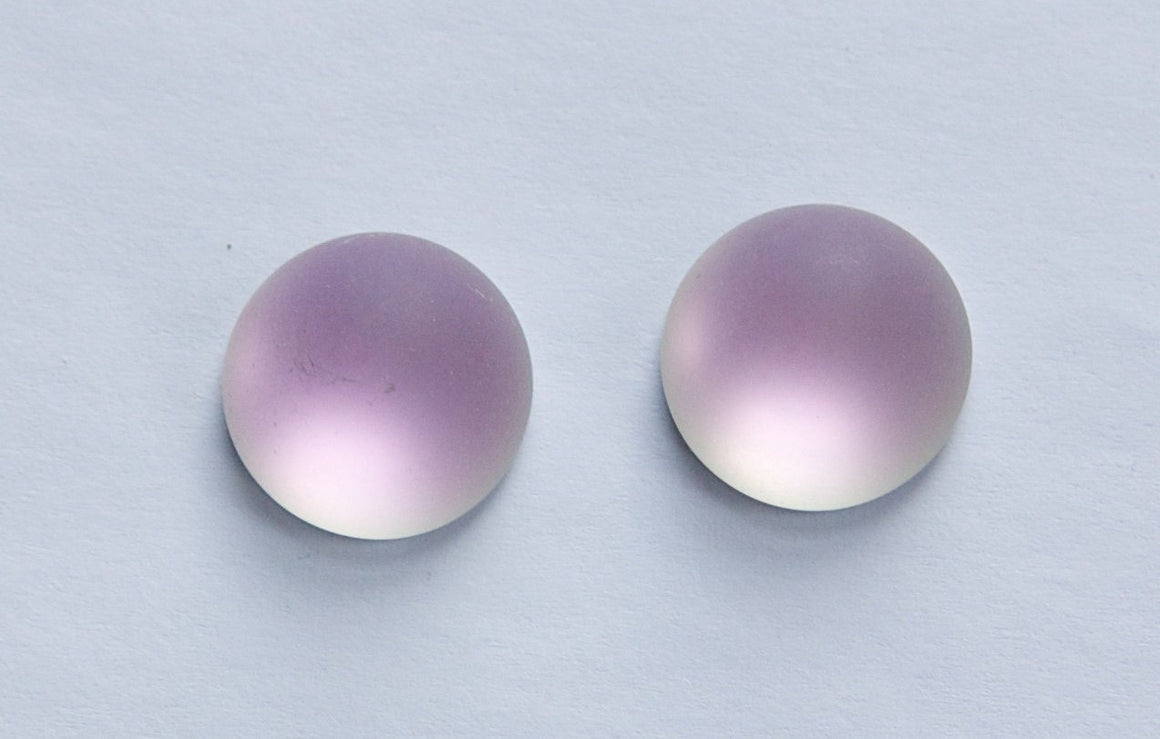 Glass Matte Light Pink Helio 15mm Cabochon (2) cab565A
