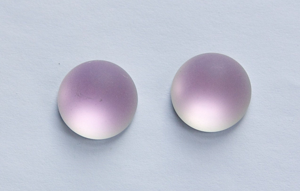 Glass Matte Light Pink Helio 15mm Cabochon (2) cab565A