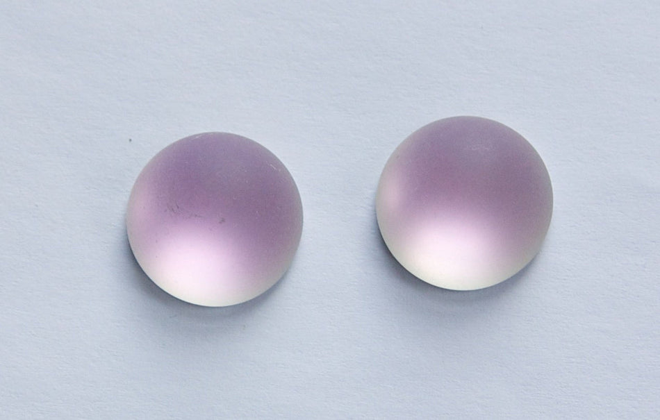 Glass Matte Light Pink Helio 15mm Cabochon (2) cab565A