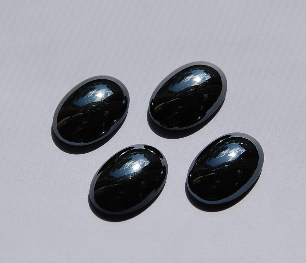 Vintage Hematite Black Glass Cabochon 18mm x 13mm cab578C