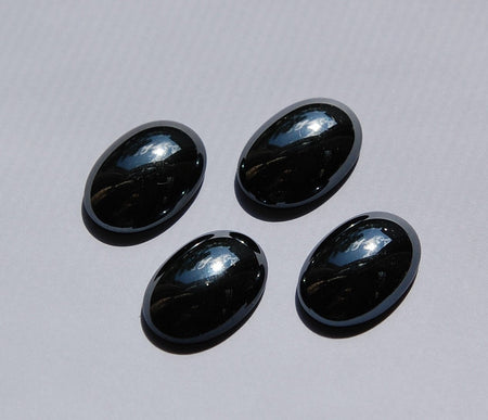 Vintage Hematite Black Glass Cabochon 18mm x 13mm cab578C