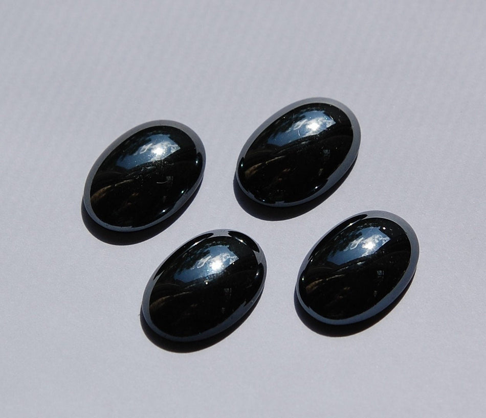 Vintage Hematite Black Glass Cabochon 18mm x 13mm cab578C