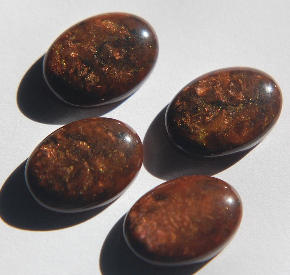 Vintage Copper Metallic Plastic Cabochons 18mm x 13mm cab644B