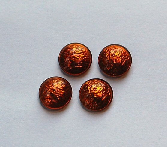 Vintage Metallic Golden Topaz Glass Cabochons 11mm (4) cab518B