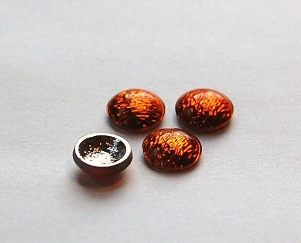 Vintage Metallic Golden Topaz Glass Cabochons 11mm (4) cab518B