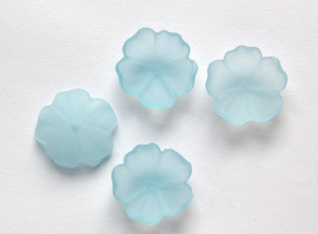 Vintage Matte Blue Lucite Cupped Flower Cabochon Finding (4) cab621B