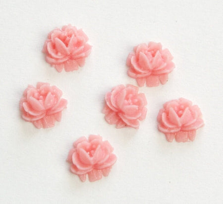 Vintage Style Pink Etched Plastic Flower Cabochon 6.5mm (8) cab567D