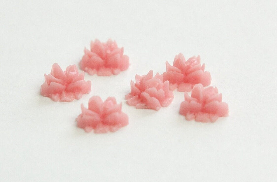 Vintage Style Pink Etched Plastic Flower Cabochon 6.5mm (8) cab567D