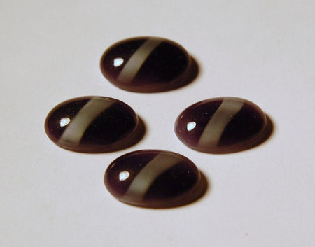 Vintage Purple and White Moonglow Stripe Glass Cabochons cab523B
