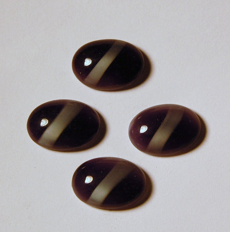 Vintage Purple and White Moonglow Stripe Glass Cabochons cab523B