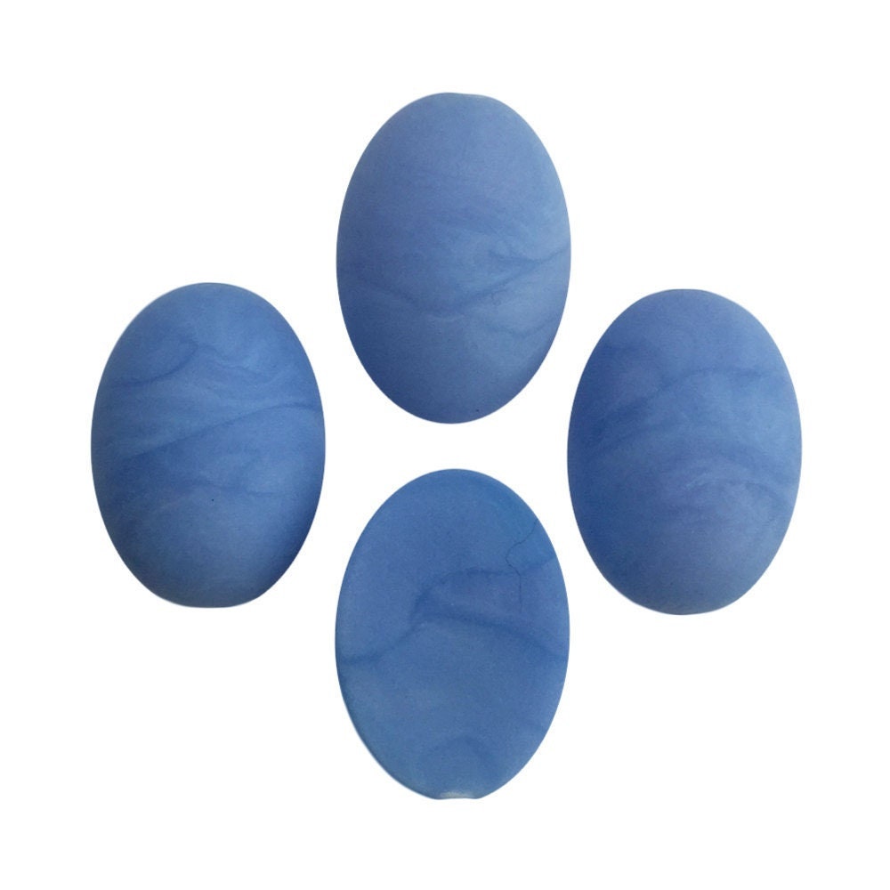 Vintage Matte Blue Swirled Domed Cabochons Italy 18mm x 13mm (4) cab652J