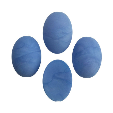 Vintage Matte Blue Swirled Domed Cabochons Italy 18mm x 13mm (4) cab652J
