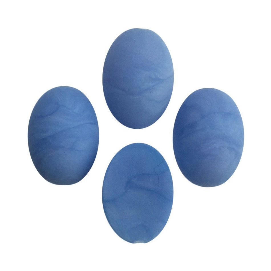 Vintage Matte Blue Swirled Domed Cabochons Italy 18mm x 13mm (4) cab652J