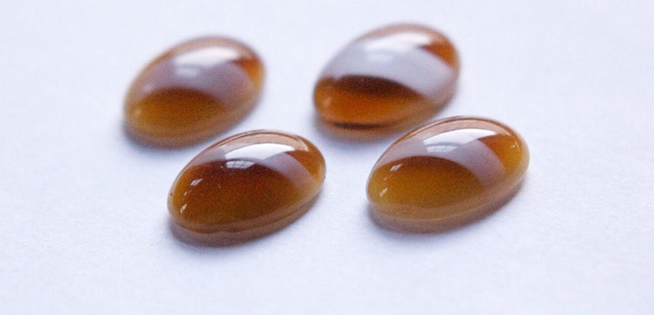 Vintage Brown Glass Cabochons with Moonglow Stripe 14x10mm cab673A