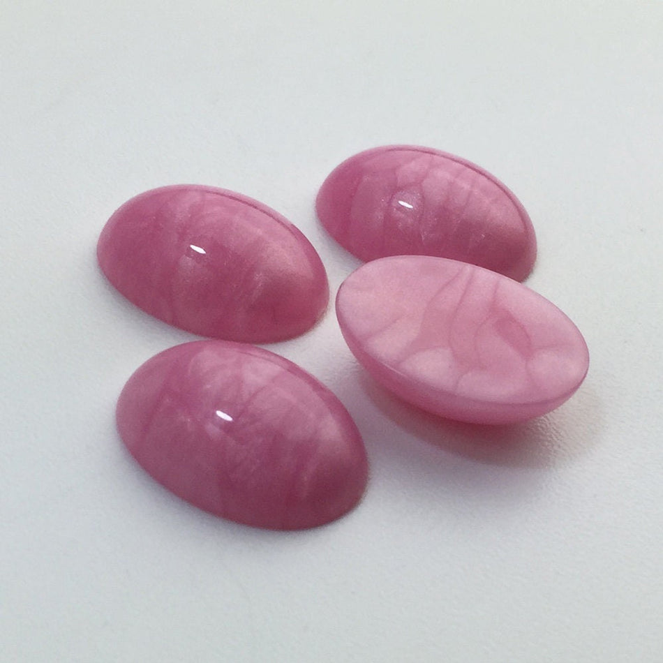 Vintage Pink Swirled Domed Cabochons Italy 18mm x 13mm (4) cab652