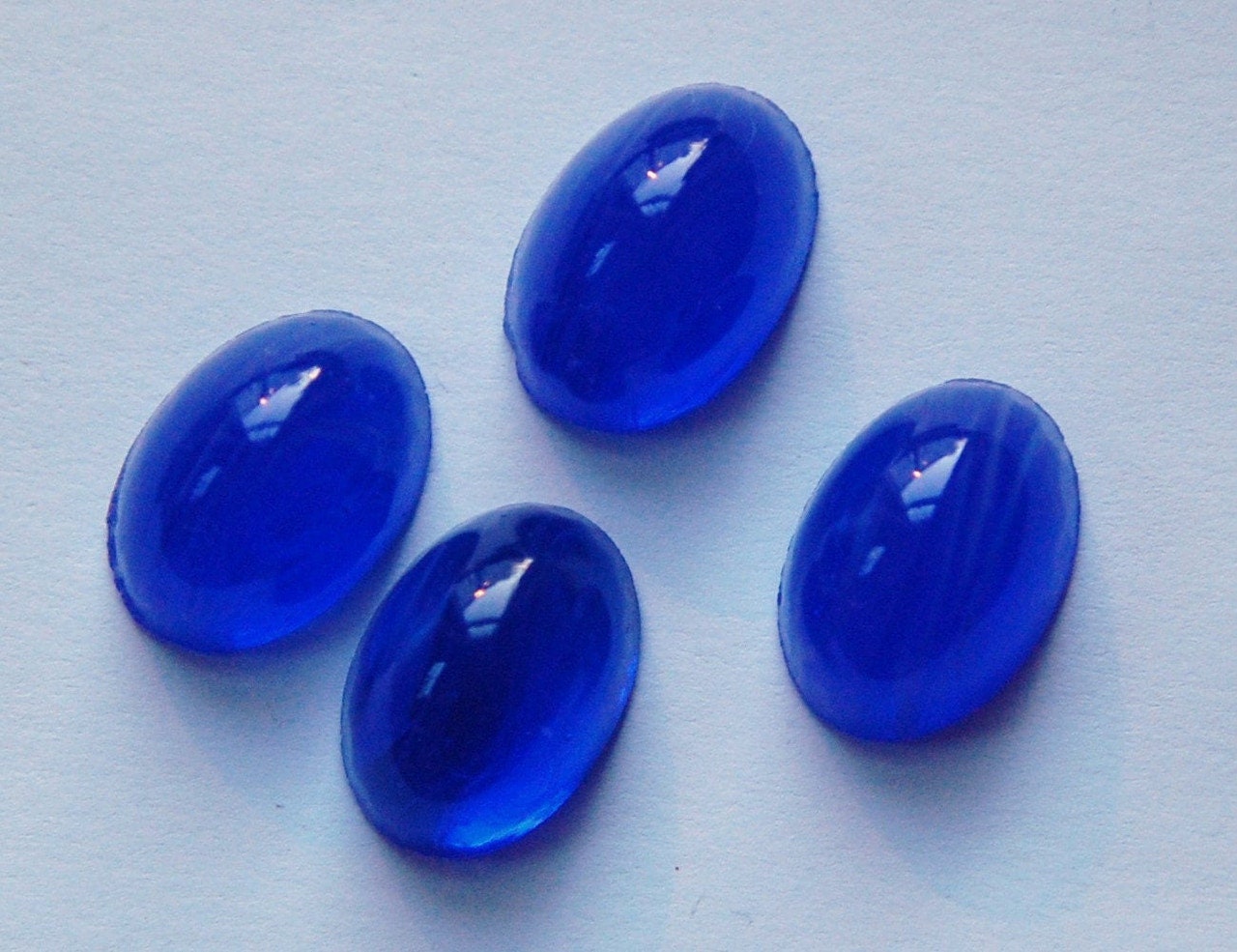 Vintage Blue High Dome Glass Cabochons White Swirls 18x13mm cab578X