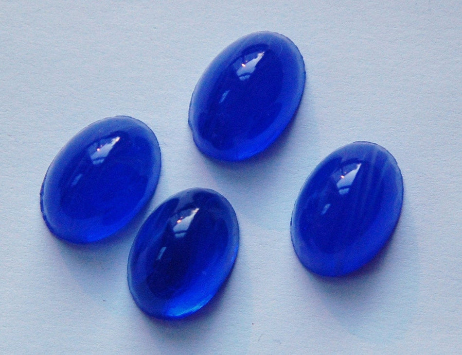 Vintage Blue High Dome Glass Cabochons White Swirls 18x13mm cab578X