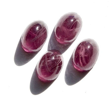 Vintage Purple and White Swirled Glass Cabochons 14x10mm cab577Q