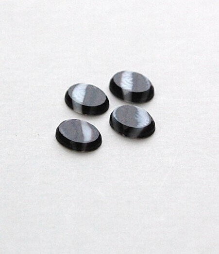 Vintage Black Purple with White Glass Cabochons 10mm x 8mm (6) cab576D