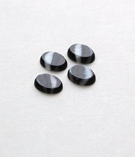 Vintage Black Purple with White Glass Cabochons 10mm x 8mm (6) cab576D