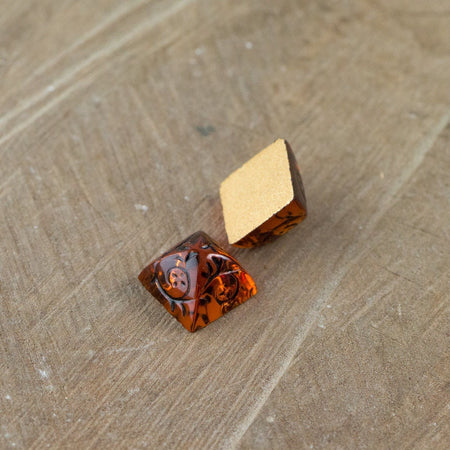 12mm Topaz Glass with Black Etched Pyramid Cabochons (2) cab580F