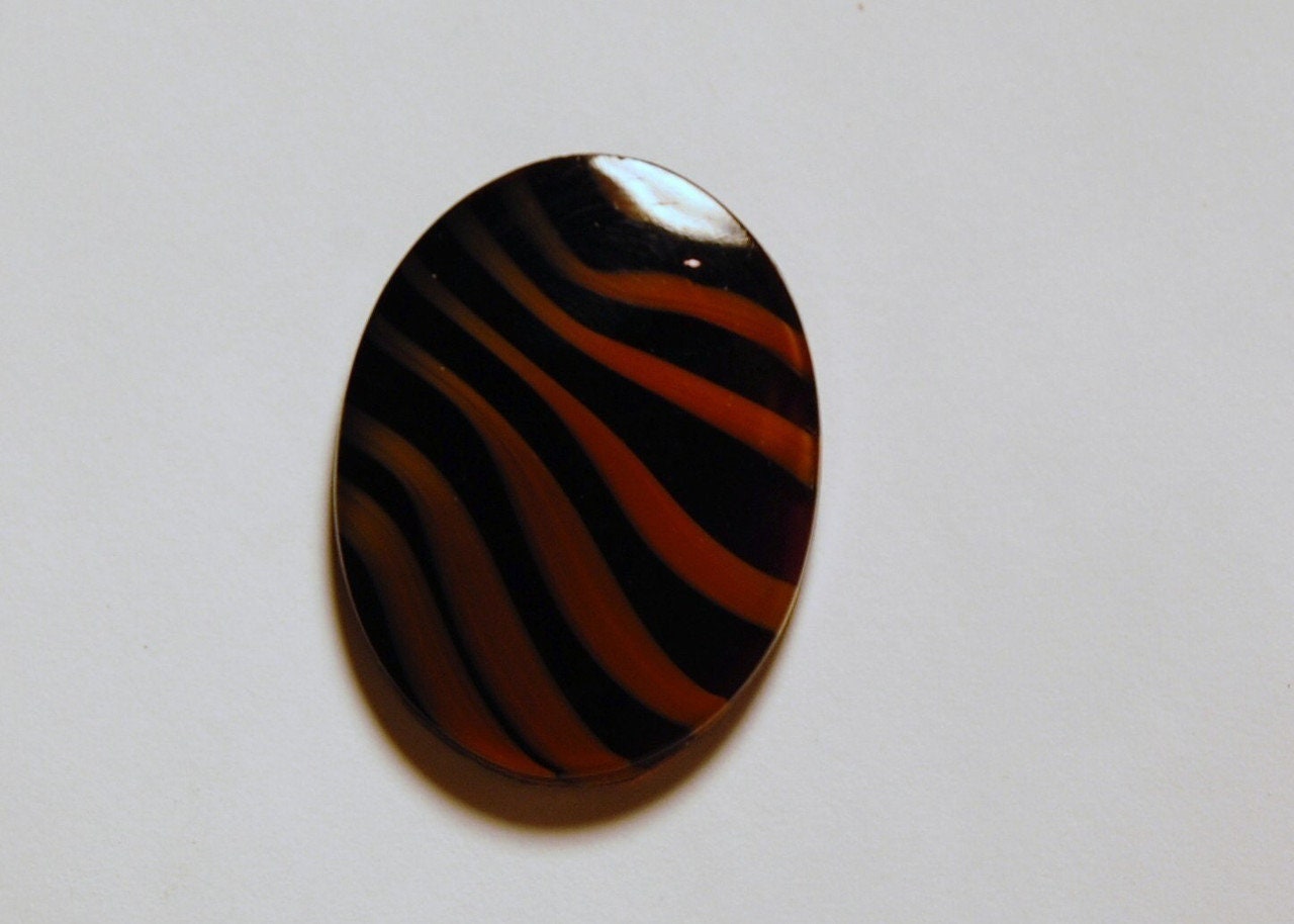 Vintage Orange and Purple Striped Zebra Cabochon 40mm x 30mm cab522A