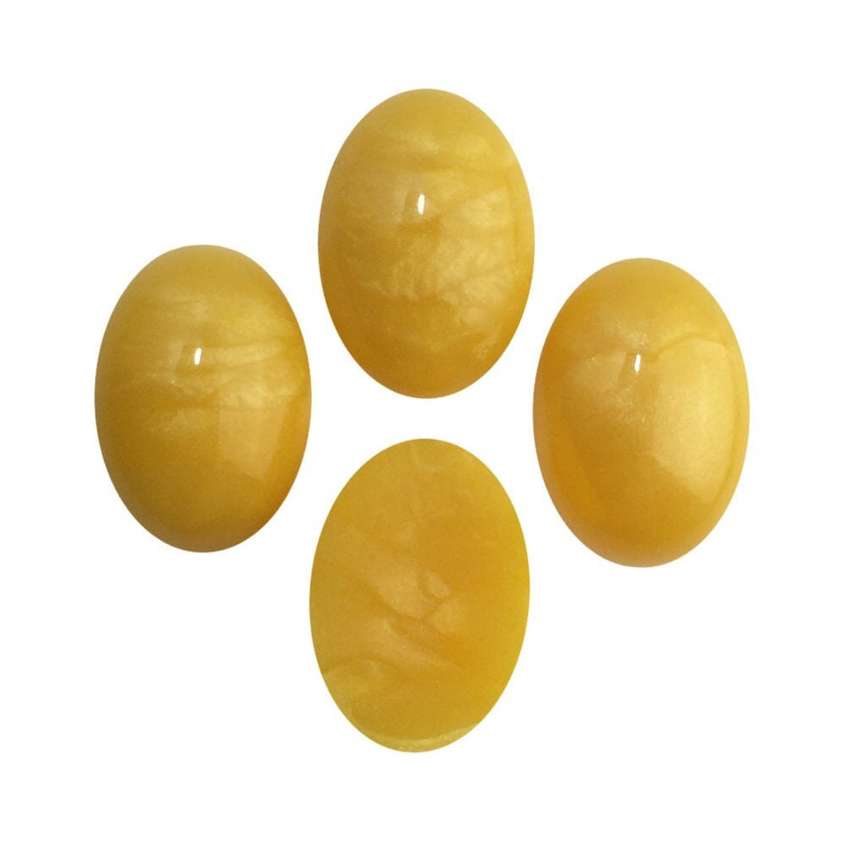 Vintage Golden Yellow Swirled Domed Cabochons Italy 18mm x 13mm (4) cab652C
