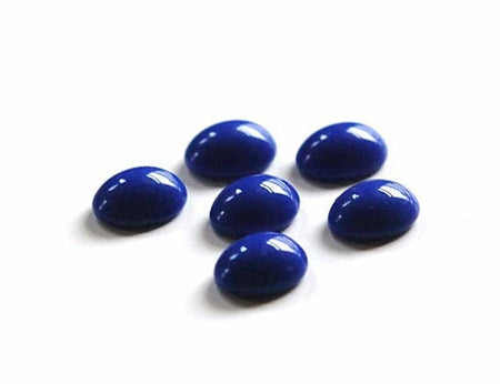 Vintage Blue Glass Cabochons 10x8mm (6) cab576LL