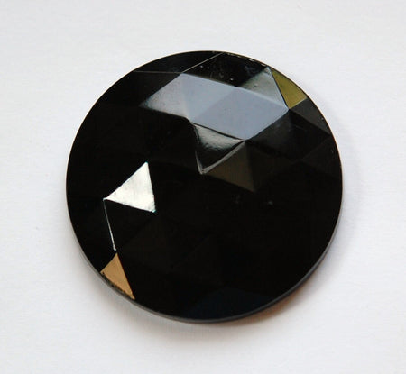 Vintage German Triangle Faceted Black Glass Cabochon 35mm (1) cab663D