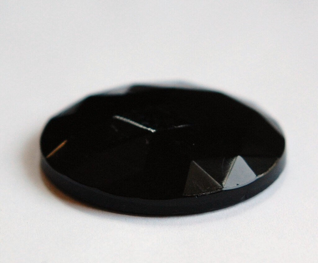 Vintage German Triangle Faceted Black Glass Cabochon 35mm (1) cab663D