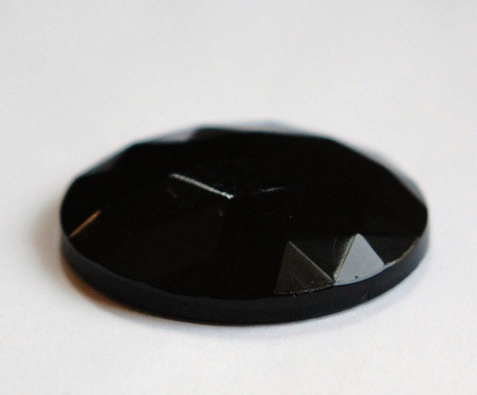 Vintage German Triangle Faceted Black Glass Cabochon 35mm (1) cab663D