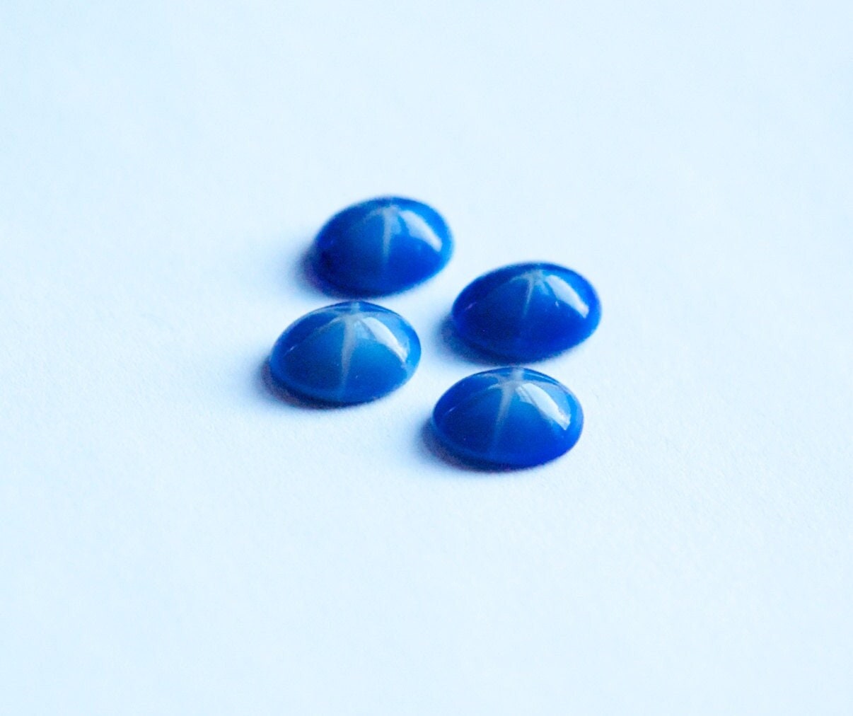 Vintage Opaque Blue Star Cabochons 10mm x 8mm cab575W