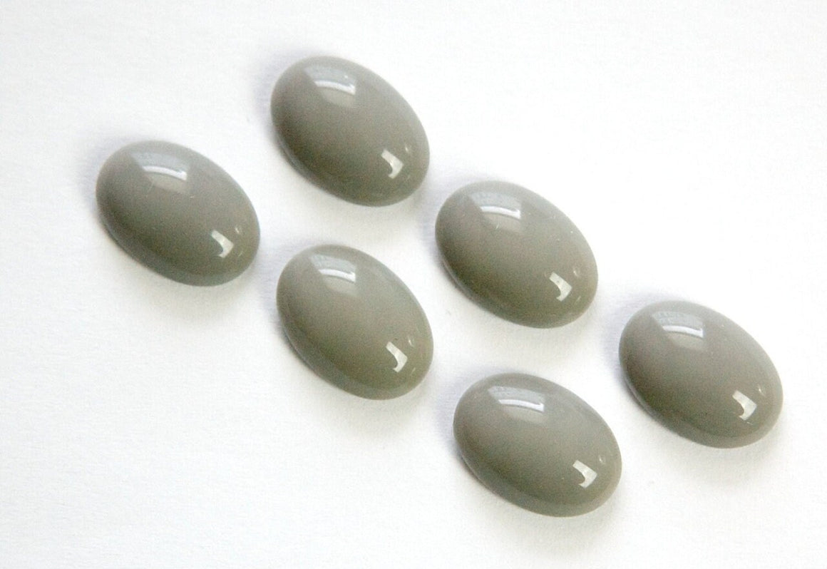 Vintage Gray Glass Cabochons 14x10mm cab577D