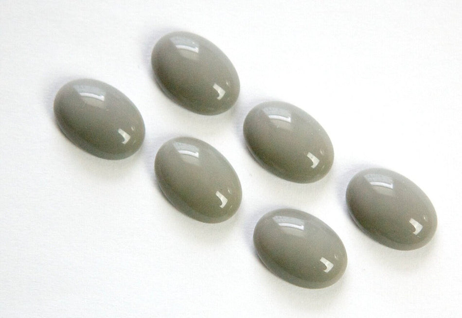 Vintage Gray Glass Cabochons 14x10mm cab577D