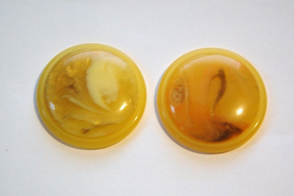 Vintage Yellow Peach and White Swirl 30mm Cabochons cab669B