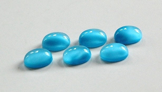 Vintage Blue Moonglow Glass Cabochons 10x8mm cab576KK