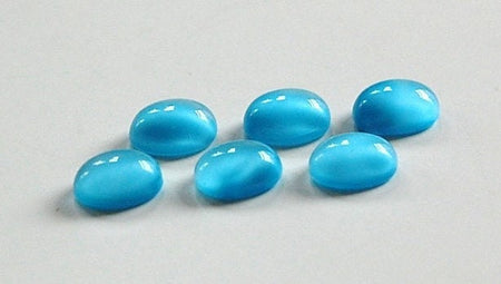 Vintage Blue Moonglow Glass Cabochons 10x8mm cab576KK